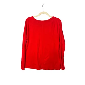 LOFT Women Vintage Soft Long Sleeve Top M Red Slub Knit Raglan Casual Minimalist thumbnail 2
