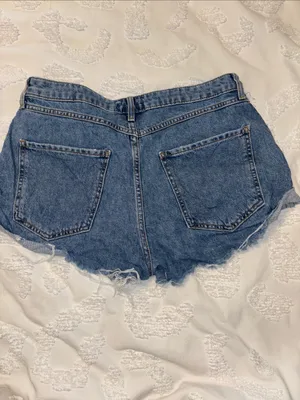 Forever 21 Distressed Dark Blue Denim Cutoff Shorts thumbnail 4