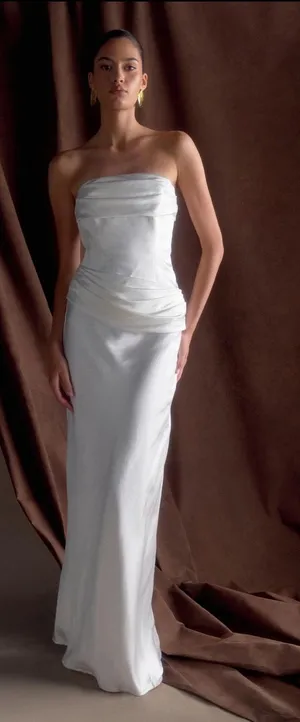 MESHKI White Jasmine Strapless Satin Dress thumbnail 1