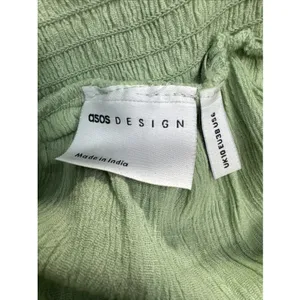 ASOS DESIGN Green Linen Blend Midi Dress Women's US 6 Belted Sundress Boho thumbnail 6