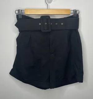 Nasty Gal- Black High Waist Belted Wide Leg Shorts thumbnail 1