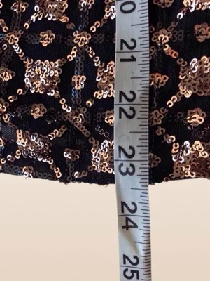Shyanne Gold Sequin Top Black Tank Adjustable Straps Women's Medium thumbnail 9