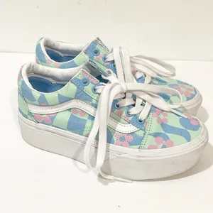 Vans x Free People Size‎ 5 Old Skool Stackform Checkerboard Floral Sneakers thumbnail 3
