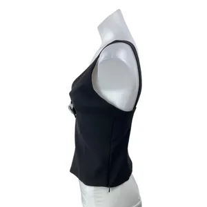 Zara Jewel Bow Women's Black Sleeveless Rhinestone Camisole V-neck Tank Top Sz S thumbnail 2