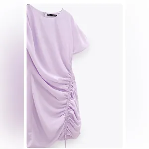 Zara Lilac Side-Ruched Mini Dress thumbnail 3