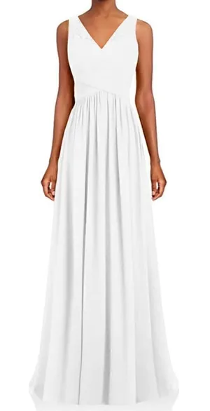 Women’s Full Length Chiffon White Wedding or Special Event Dress Size 2 NWT thumbnail 1