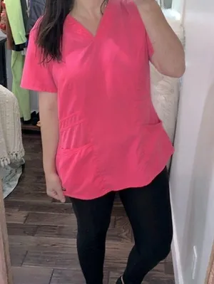 Greys Anatomy pink nurses scrub top size large thumbnail 1