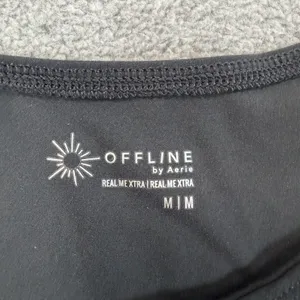 OFFLINE by Aerie Size Medium Black Knot Front Cropped Tank Top Activewear thumbnail 3