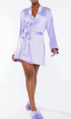 Savage X Fenty Lavender Satin Lace-Back Robe thumbnail 1
