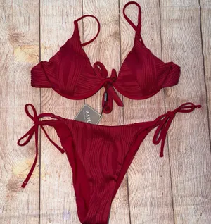 Zaful Red Textured Bikini Set NWT thumbnail 1