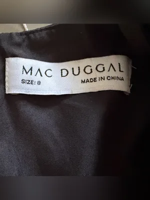 Mac Duggal 2647 black v- Neck satin Jumpsuit long sleeve formal evening wear thumbnail 4