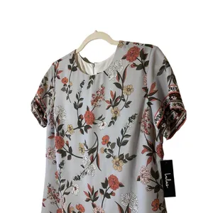 New Women’s Floral Lulu’s‎ Lined Shift Midi Dress greyish blue Size M thumbnail 2