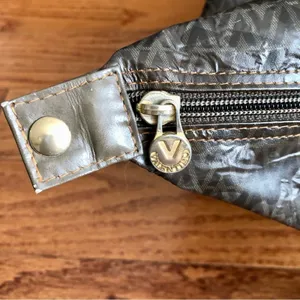 Mario Valentino V Monogram Authentic Brown Coated Canvas Zip Tote Vintage travel bag thumbnail 5