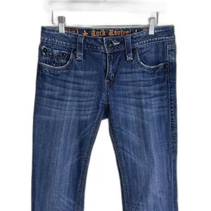 Rock‎ Revival Sara Boot Jeans Womens 29 Blue Dark Wash Embellished Bootcut Flap thumbnail 2