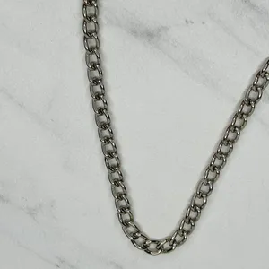 Rhinestone Cross and Coin Charm Silver Tone Metal Chain Link Belt OS One Size thumbnail 11