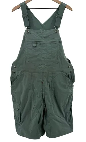 Duluth Heirloom Gardening Bib Shortalls Sage‎ Green Women L Overalls Shorts READ thumbnail 1