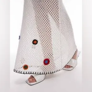 Topshop Crochet Maxi Skirt Elegant Colorful Crochet‎ Flowers NWOT Size 8 - 10 thumbnail 2