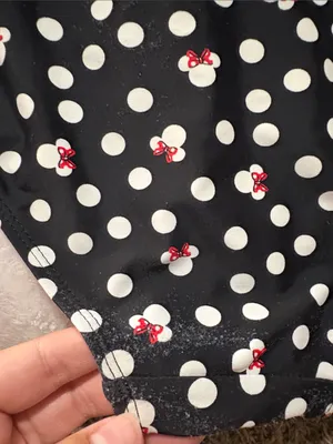 Disney Parks XL Minnie mouse Black Polka Dot Halter One-Piece Swimsuit Red Trim thumbnail 9