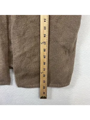 Chico's Open Front Faux-Pearl Cardigan Sweater Size 1 Medium Wool Blend Brown thumbnail 11