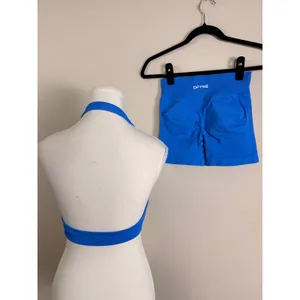 DFYNE Impact Halter Sports Bra and Scrunch Shorts Set Cobalt Blue XS thumbnail 2