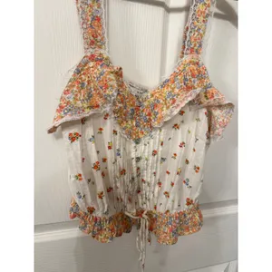American Eagle Women's Cream Floral V-neck Cinch Cami, M thumbnail 5
