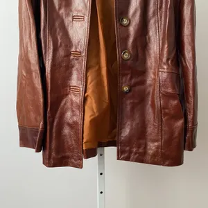 Villa Nappali Leather Distressed Rugged Blazer‎ Jacket 12 Brown Outerwear Coat thumbnail 3