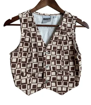 The Ragged Priest 70's Printed Vest size XS Retro Geometric thumbnail 1