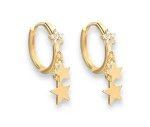 13mm Star Gold Hoop Earrings for Women thumbnail 1