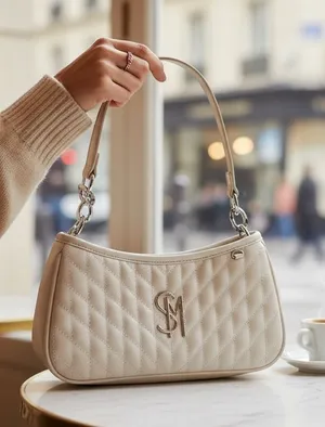 Steve Madden Elodie Quilted Shoulder Bag White Vegan Leather Y2K Bag thumbnail 1