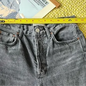 AGOLDE Riley High Rise Straight Crop Jeans Washed Black‎ 100% Cotton Size 24 thumbnail 5