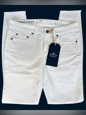 NWT Vineyard Vines Stepped Hem Jeans White Size 4 thumbnail 1