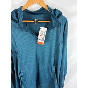 NWT Mondetta Longline Jacquard Zip Up Hooded Athletic Jacket Blue Size XXL thumbnail 4