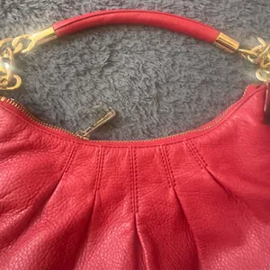 Michael Kors Red Leather Mini Hobo Style Shoulder Bag thumbnail 4