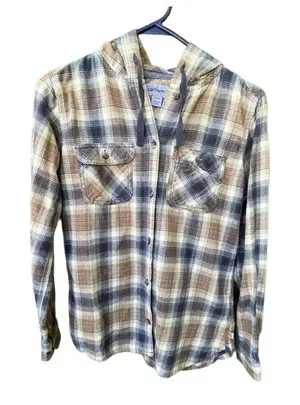 Carhartt size S. (4/6) flannel button up hoodie. thumbnail 1