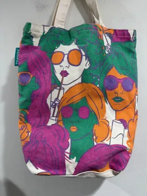 Teavana colorful Graphic Tote Bag canvas book bag reusable durable thumbnail 3