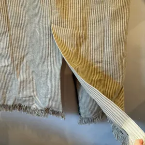 Zara Woman 100% Linen Striped Duster Coat Whipstitch Trim Beige XS Open‎ Front thumbnail 12