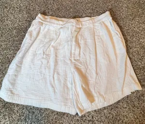 Aerie White Gauze High Waisted Shorts‎ XL New 0706-8342 Elastic Waist Summer thumbnail 1