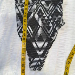 Aerie‎ One Piece Swimsuit S Black White Geometric Tribal Henley High Cut Cheeky thumbnail 10