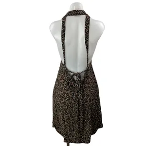 Free People Cest La Vie Black Ditsy Floral Halter A Line Mini Dress Size XS thumbnail 3