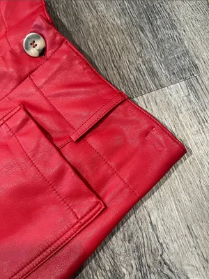 Anthropologie NWOT Maeve The Colette Cropped Vegan Leather Pants – Red thumbnail 10