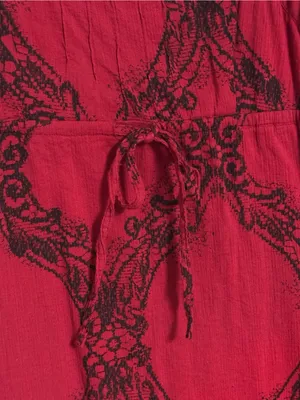 Free People Red Mini Dress with Black Lace Motif thumbnail 5