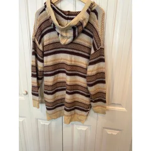 BKE Brown And White Stripe Hoodie Size‎ Medium thumbnail 2