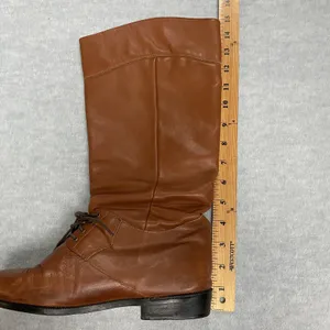 Vintage LL Bean Womens 7 M Tall Tan Brown Soft Leather‎ Riding Lace Boots Canada thumbnail 12
