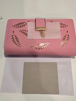 Pink Women's Leaf-Cut Wallet with Gold Accent thumbnail 2
