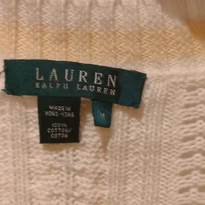 Lauren Ralph Lauren v-neck cable knit M cream, peach large, 100% cotton thumbnail 5