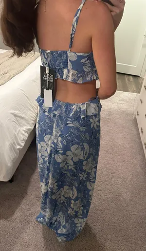 Blue Ruffle Maxi Dress thumbnail 7