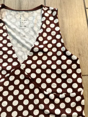 a new day Brown and White Polka Dot V-Neck Sleeveless Tank thumbnail 4