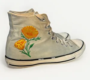 Converse Chuck Taylor All Star Flower White Women's Size10 Men Size8 Embroidered thumbnail 1