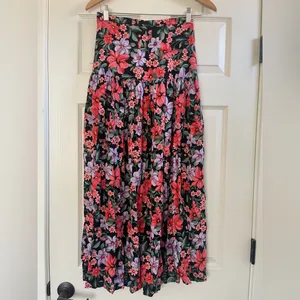 NWT Abel the Label Anthropologie Black & Multi Flower Floral Flowy Maxi Skirt S thumbnail 3
