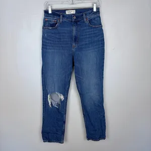Abercrombie & Fitch The Ankle Straight Jeans Ultra High Rise Curve‎ Love 28/6 thumbnail 2